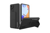 Handys - Cover & Cases - Wozinsky Kickstand Case Silicone Case with Stand Case for Xiaomi Redmi Note 11 Pro Black - 9145576247471