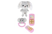 Baby Spielzeug - Toi-Toys Little Stars Baby Cuddly Toy Plush Rabbit with Rattle and Telephone 3-piece. - 72808Z