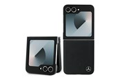 Handys - Cover & Cases - Mercedes Leather Wood Imitation MagSafe Case for Samsung Galaxy Z Flip 6 - Black - 3666339323080