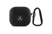 Handys - Cover & Cases - Mercedes Leather Metal Logo Case for AirPods 4 - Black - 3666339397500
