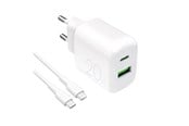 Handys - Adapter und Ladegeräte - Puro PROLITE 20W USB-A / USB-C Wall Charger + USB-C - USB-C 1.2m Cable - White - PUTCUSBAC20WDYKCCWHI