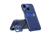 Handys - Cover & Cases - Hurtel Leather Stand Case for iPhone 14 Cover Card Wallet with Stand Blue - 9145576269657