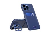 Handys - Cover & Cases - Hurtel Leather Stand Case for iPhone 14 Pro Cover Card Wallet with Stand Blue - 9145576269718
