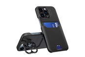 Handys - Cover & Cases - Hurtel Leather Stand Case for iPhone 14 Pro Max Cover Card Wallet with Stand Black - 9145576269756