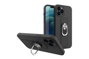 Handys - Cover & Cases - Hurtel Ring Case silicone Case with a Finger Grip and stand for Samsung Galaxy A73 Black - 5907769341144