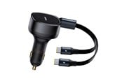 Handys - Adapter und Ladegeräte - Baseus Enjoyment Retractable 2-in-1 Car Charger C+C 33W Cluster Black - C00035506113-Z1
