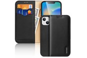 Handys - Cover & Cases - Dux Ducis Hivo Leather Flip Case Genuine Leather Cover Card & Document Wallet iPhone 14 Plus Black - 6934913034996