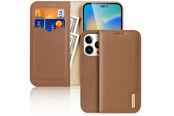 Handys - Cover & Cases - Dux Ducis Hivo Leather Flip Case Genuine Leather Cover Card & Document Wallet iPhone 14 Pro Brown - 6934913033036
