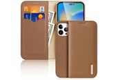 Handys - Cover & Cases - Dux Ducis Hivo Leather Flip Case Genuine Leather Cover Card & Document Wallet iPhone 14 Pro Max Brown - 6934913033067