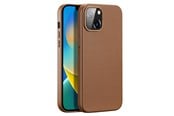 Handys - Cover & Cases - Dux Ducis Grit Leather Case for iPhone 14 Plus Elegant Faux Leather Case (MagSafe Compatible) Brown - 6934913036952