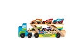 Spielzeugauto - Melissa & Doug Wooden Vehicles Car Carrier Mega Race Car - 6073486