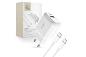Handys - Adapter und Ladegeräte - Tech-Protect  C20W USB-C PD 20W / USB-A QC 3.0 Network Charger with USB-C / USB-C Cable - White - 9490713930373