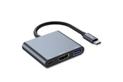 USB-Hubs - Tech-Protect V1 3in1 USB-C - USB-A 3.0 / USB-C PD 100W / HDMI 4K 30Hz - Grey USB-Hubs - USB 3.0 - 3 - Grau - 9490713935248