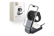 Handys - Adapter und Ladegeräte - Tech-Protect QI15W-A28 MagSafe 3in1 Inductive Charger with Stand for Smartphone / Apple Watch / AirPods - Black - 9490713934593