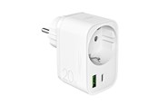 Andere Kabel - Puro 20W Power Delivery Charger with Schuko Plug and Socket 1x USB-C + 1x USB-A - White - PUTCSPUSBAC20WWHI