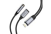 USB Kabel - Tech-Protect  UltraBoost Lightning Cable (Male) / Mini Jack 3.5mm (Female) - Lightning (Female) - Black - 9319456607376