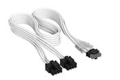 Stromkabel (Intern) - Corsair Elite Premium Individually Sleeved 2x 8-Pin to PCIe 12V-2x6 600W (Type 4) - Weiß - CP-8920424
