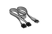 Stromkabel (Intern) - Corsair Elite Premium Individually Sleeved 2x 8-Pin to PCIe 12V-2x6 600W (Type 4) - Schwarz / Weiß - CP-8920425