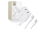 Handys - Adapter und Ladegeräte - Tech-Protect C20W AC Charger 2x USB-C PD 20W with USB-C / USB-C Cable - White - 9319456607291