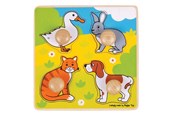Puzzle - Bigjigs Wooden My First Knob Puzzle Pets - 4 pcs. Holz - BJ224
