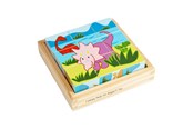 Baby Spielzeug - Bigjigs Wooden Block Puzzle Dinosaur - 9 pcs. - BJ513