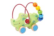 Baby Spielzeug - Bigjigs Wooden Push Figure Crocodile with Bead Spiral - BB070