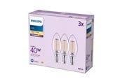 LED-Birnen - Philips LED-Lampe B35 3,4W/827 (40W) Clear 3-pack E14 - 929004589661