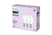 LED-Birnen - Philips LED-Lampe B35 3,4W/827 (40W) Frosted 3-pack E14 - 929004589761