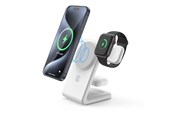 Handys - Adapter und Ladegeräte - CRONG MagSpot Pivot Stand - 3-in-1 Wireless Charger with MagSafe for iPhone Apple Watch and AirPods - White - CRG-MSPS-WHT