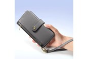 Handys - Cover & Cases - Dux Ducis Lava Leather Case for Samsung Galaxy S25+ with Detachable Magnetic Wallet - Grey - 6971824162257