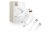 Handys - Adapter und Ladegeräte - Tech-Protect NCA20 PD 20W QC3.0 USB-A / USB-C + USB-C / USB-C Cable 100cm - White - 5906302330553