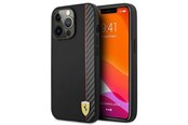 Handys - Cover & Cases - Ferrari iPhone 13 Pro Max Cover Carbon Effect Metal Logo Vertical Stripe - Black - 3666339026585