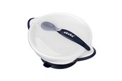 Babypflege - Akuku Suction bowl with spoon WHITE/NAVY BLUE - A0503