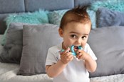 Babypflege - Akuku Silicone teether/toothbrush SNAIL_blue - A0114
