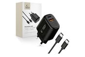 Handys - Adapter und Ladegeräte - Tech-Protect  NCA45W-GAN 2-Ports 45W AC Charger with USB-C Cable - Black - 5906302336005