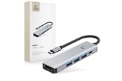 USB-Hubs - Tech-Protect HB01 HUB Adapter 5in1 USB-C + USB3.0 + HDMI 4K 60Hz + PD100W - Grey USB-Hubs - USB 3.0 - 5 - Grau - 5906302360529