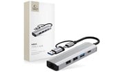 USB-Hubs - Tech-Protect HB03 HUB Adapter 5in1 USB-C + USB2.0 + USB3.0 + RJ45 - Grey USB-Hubs - USB 3.0 - 5 - Grau - 5906302360567