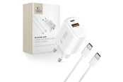 Handys - Adapter und Ladegeräte - Tech-Protect NCA45W-GAN 2-Port 45W AC Charger with USB-C Cable - White - 5906302352814