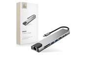 USB-Hubs - Tech-Protect USB Hub HB09 8in1 TYPE-C + USB-A 3.0 + USB-C 3.0 + HDMI 4K 60HZ + SD/TF + PD100W + RJ45 1000 MB/S - Grey USB-Hubs - USB 3.0 - 8 Anschlüsse - Grau - 5906302340033