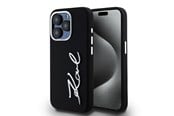 Handys - Cover & Cases - Karl Lagerfeld Silicone Metal Script Logo case for iPhone 15 Pro - black - 3666339253363