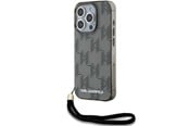 Handys - Cover & Cases - Karl Lagerfeld IML Mono KL Pattern & Cord case for iPhone 15 Pro Max - black - 3666339258276