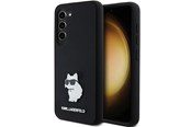 Handys - Cover & Cases - Karl Lagerfeld Silicone Choupette Metal Pin case for Samsung Galaxy S24 - black - 3666339259174
