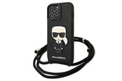 Handys - Cover & Cases - Karl Lagerfeld Leather Monogram Patch and Cord Iconik Case for iPhone 13 Pro / 13 - Black - 3666339049904