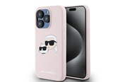 Handys - Cover & Cases - Karl Lagerfeld Silicone Karl&Choupette MagSafe Case for iPhone 15 Pro - Pink - 3666339256869