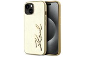 Handys - Cover & Cases - Karl Lagerfeld Wrinkled Metal Signature iPhone 15 Case - Gold - 3666339255442