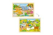 Puzzle - Goki Wooden Jigsaw Puzzle - Farm and Zoo - 24 pcs. Holz - 57302