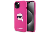 Handys - Cover & Cases - Karl Lagerfeld KLHMP15SSKHPPLF iPhone 15 6.1" fuchsia/fuschia hardcase Silicone Karl Head Print MagSafe - 3666339256982