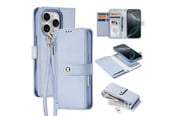 Handys - Cover & Cases - Dux Ducis Lava Leather Case for iPhone 16 Pro Max with Detachable Magnetic Wallet - Cyan - 6934913003015