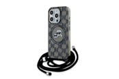 Handys - Cover & Cases - Karl Lagerfeld IML Crossbody Monogram Karl & Choupette Head MagSafe Case for iPhone 15 Pro - Black - 3666339286446