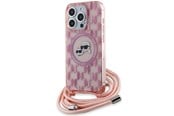 Handys - Cover & Cases - Karl Lagerfeld IML Crossbody Monogram Karl & Choupette Head MagSafe Case for iPhone 15 Pro Max - Pink - 3666339286590